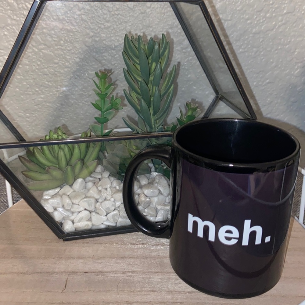 “meh” coffee mug